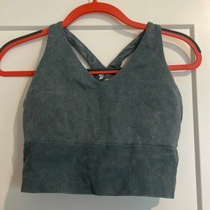 Teal long line sports bra